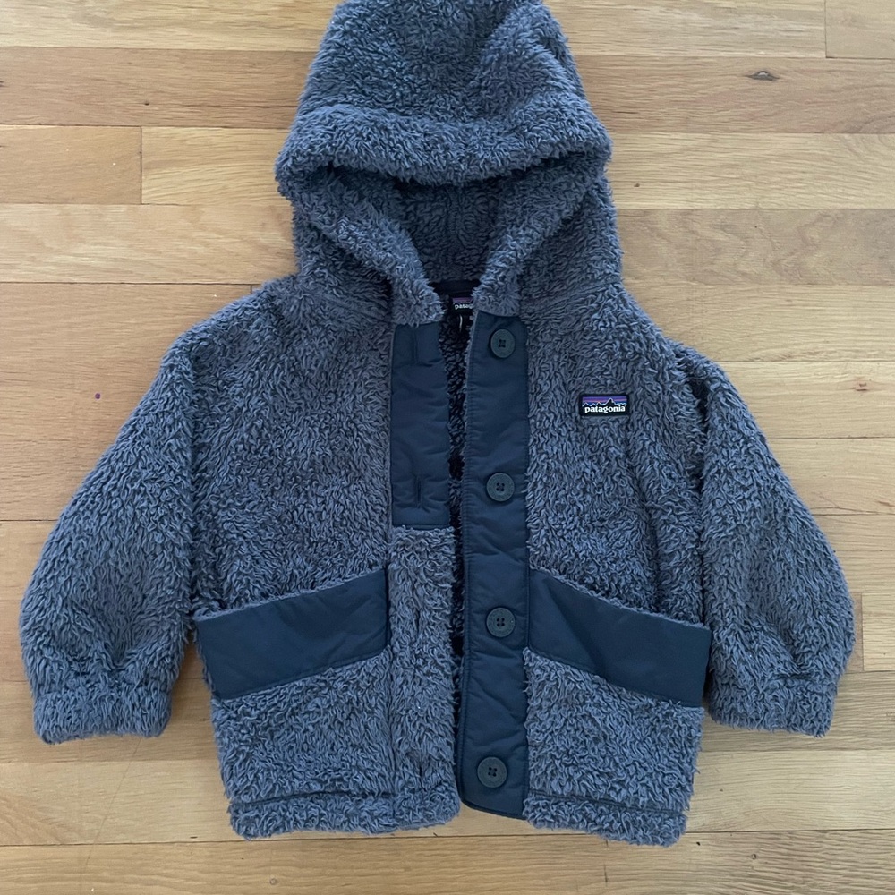 Patagonia Cozy Navy Fleece/Sherpa Jacket with Hood